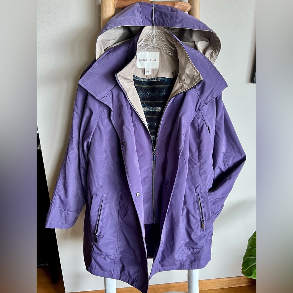 Coldwater Creek All-Season Lined Jacket Hood Lavender Purple
